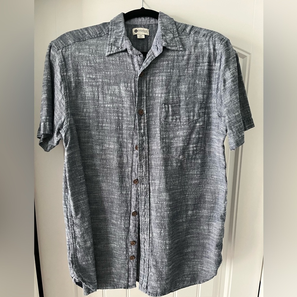 Haggar Bluish-Gray Casual Button Down Shirt - Medium